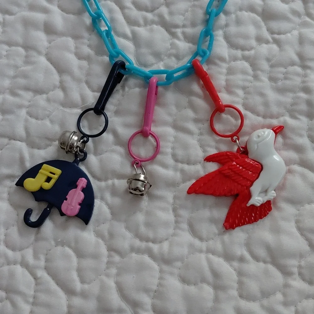 Vintage Colorful Plastic Charm Necklace with 3 Chrams - Picture 4 of 7
